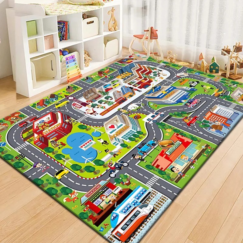 Outdoor Adventure Games - Colorful Kids City Map Play Mat
