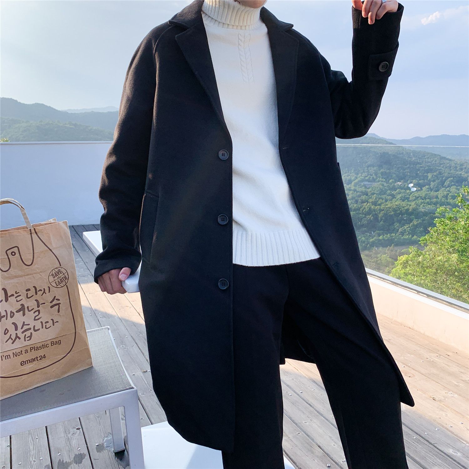 Wool Blend Coat Grey Mans Clim - Outdoor Adventure Hobbies recensione e prezzo