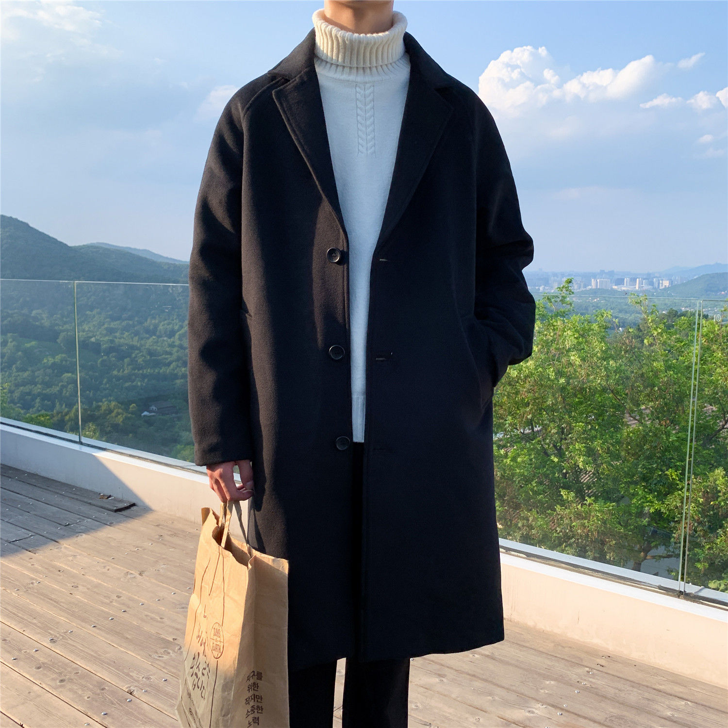 Wool Blend Coat Grey Mans Clim - Outdoor Adventure Hobbies recensione e prezzo