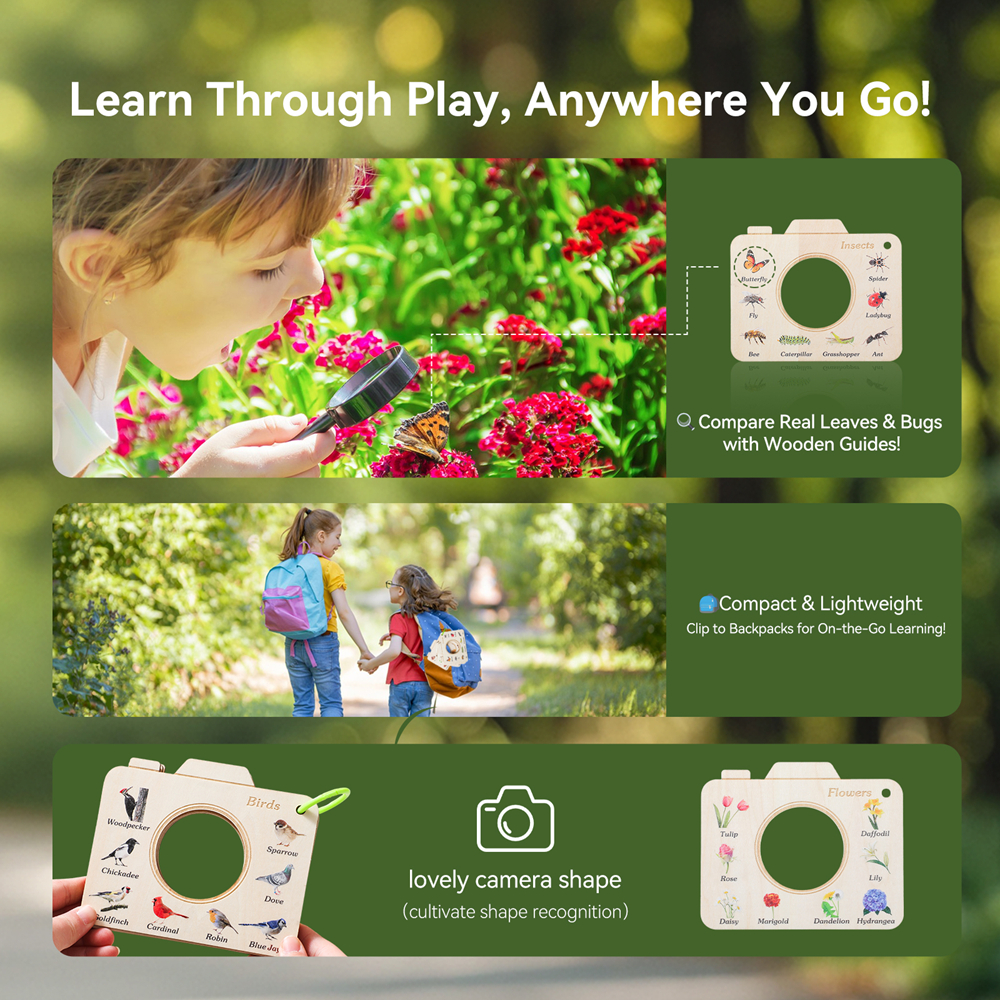 Wooden Camera Shape Nature Cog - Outdoor Adventure Kit For Kids recensione e prezzo