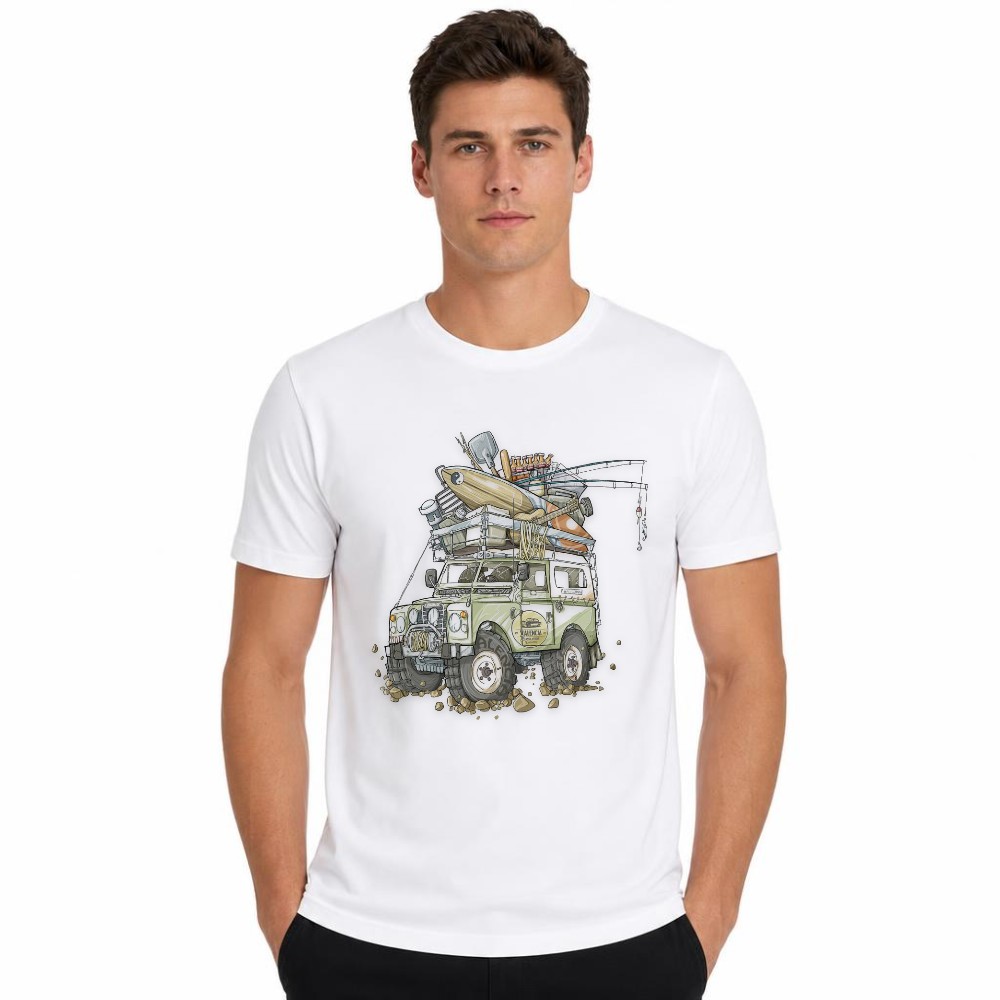Men T Shirt Offroad SUV Fishin - Outdoor Adventure Kayak recensione e prezzo